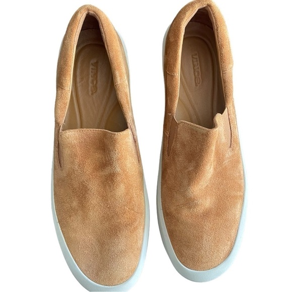 Vince Ginelle Suede Slip On Sneakers 9.5 Tan Leather - Picture 2 of 6